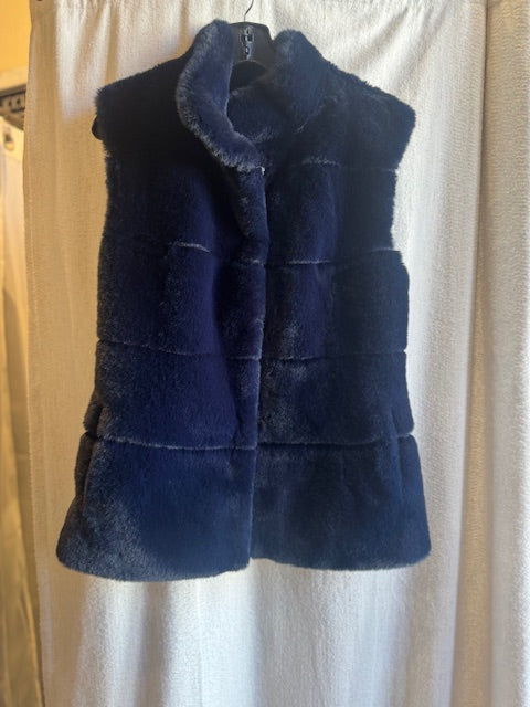 Glamourpuss NYC Blue Faux Fur Vest
