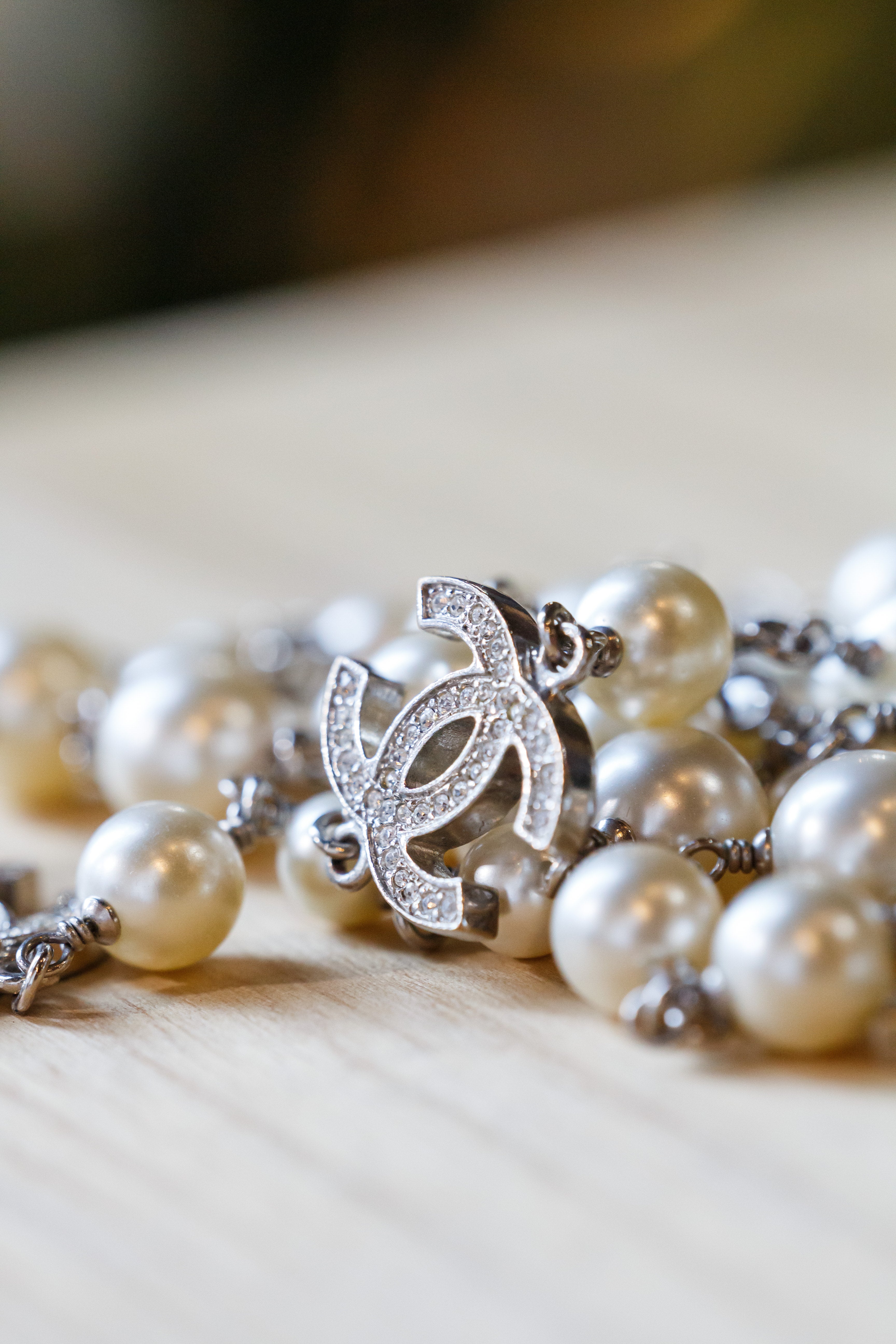 Chanel Pearl CC Logo Long Necklace - Silver